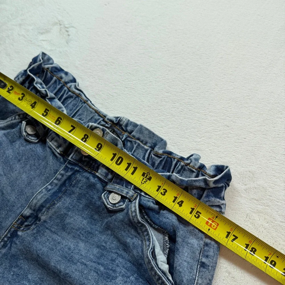 ONE5ONE Paperbag Waist Denim Shorts Womens Large Blue Good High Rise Cuffed